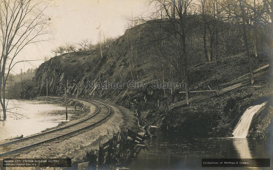 Postcard: Bradford, Vermont along the Boston & Maine Railroad tracks north of depot